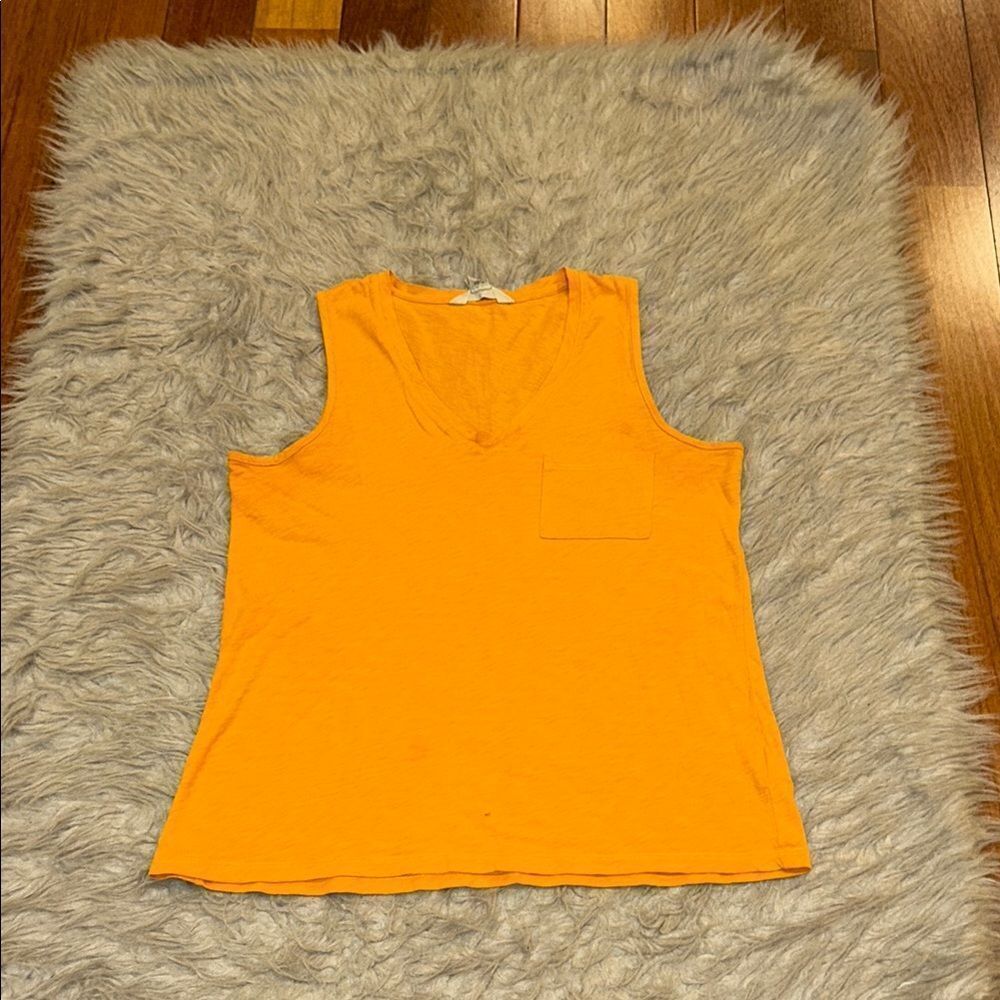 500 denim women’s orange cotton vneck tank top size xs‎